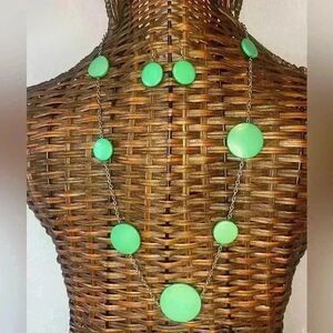 Vintage VCLM green disk necklace earring set st pattys